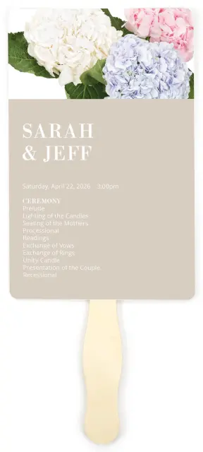 Antique Hydrangea: Wedding Program Fans