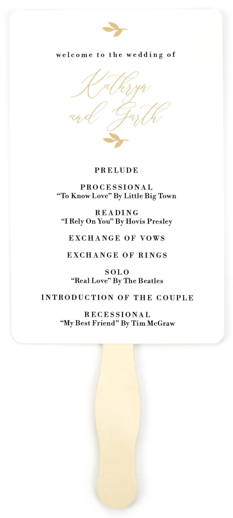 This is a 5" x 7⅞" Wedding Program Fan called Charming Monogram printed in full color on Premium Smooth paper