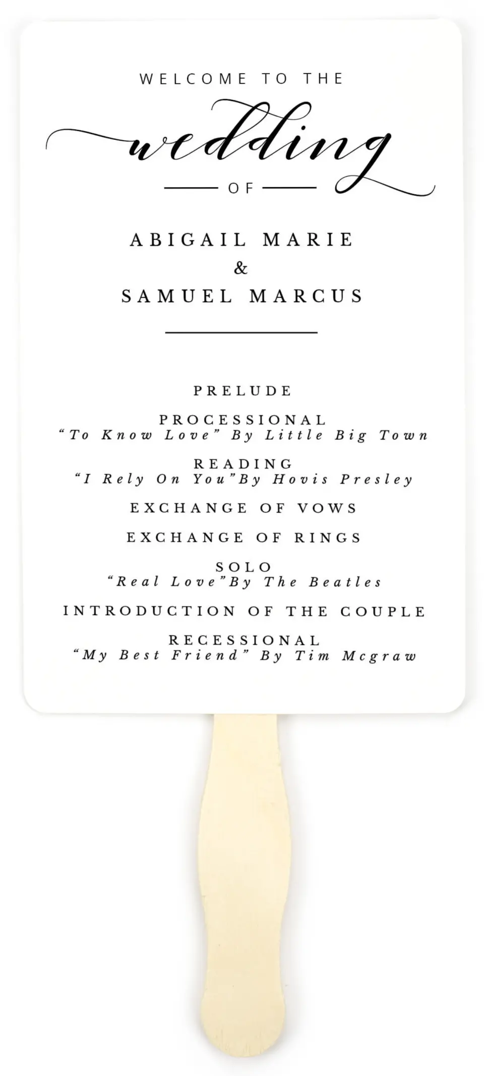 This is a 5" x 7⅞" Wedding Program Fan called Timeless Eloquence printed in full color on Premium Smooth paper