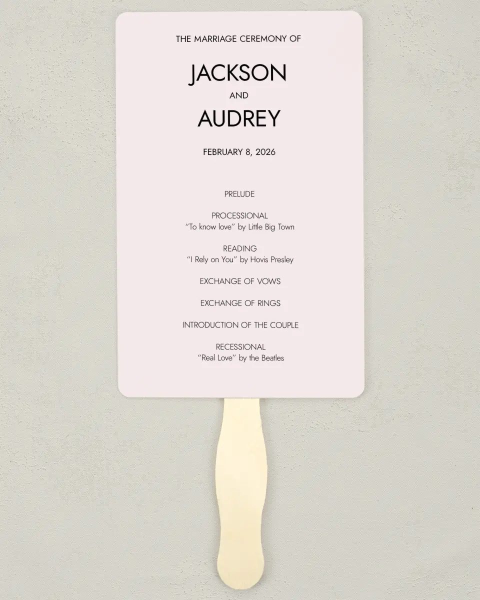 This is a 5" x 7⅞" Wedding Program Fan called On the Reef printed in full color on Premium Smooth paper