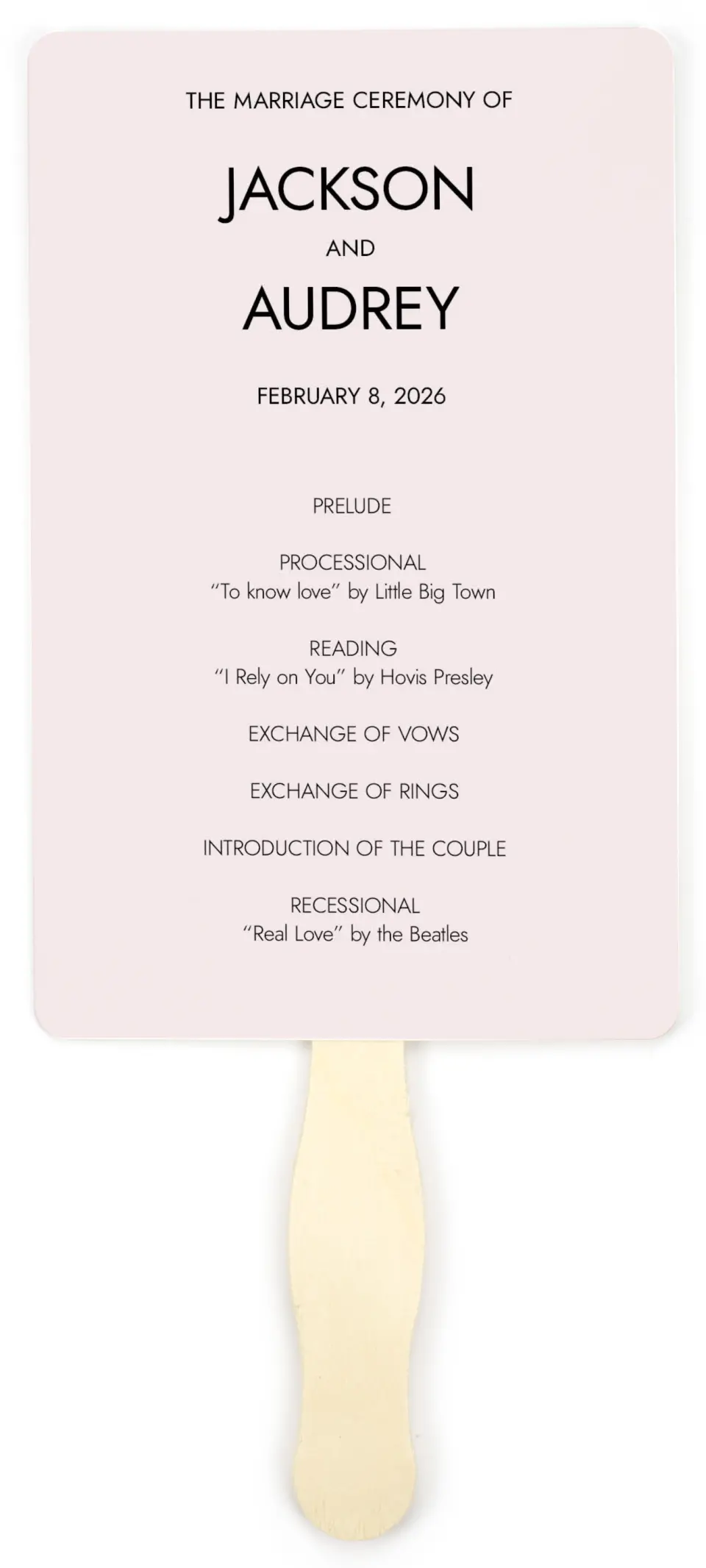 This is a 5" x 7⅞" Wedding Program Fan called On the Reef printed in full color on Premium Smooth paper