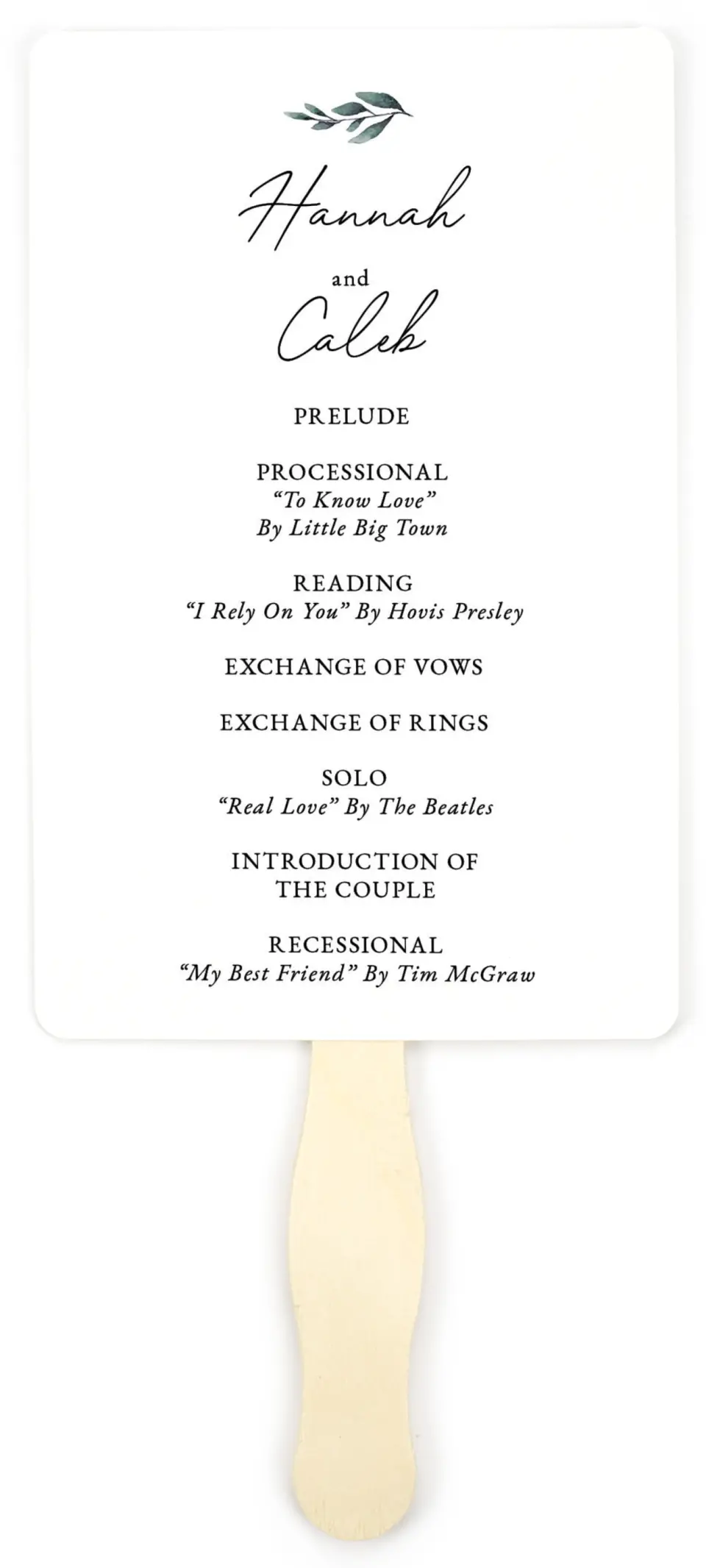 This is a 5" x 7⅞" Wedding Program Fan called Pinecone Allure printed in full color on Premium Smooth paper