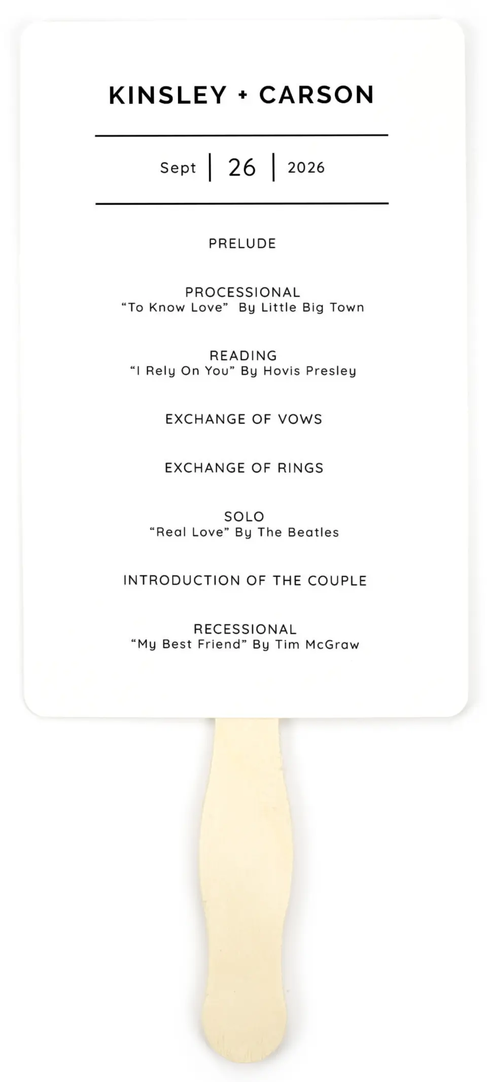 This is a 5" x 7⅞" Wedding Program Fan called Mountain Romance printed in full color on Premium Smooth paper