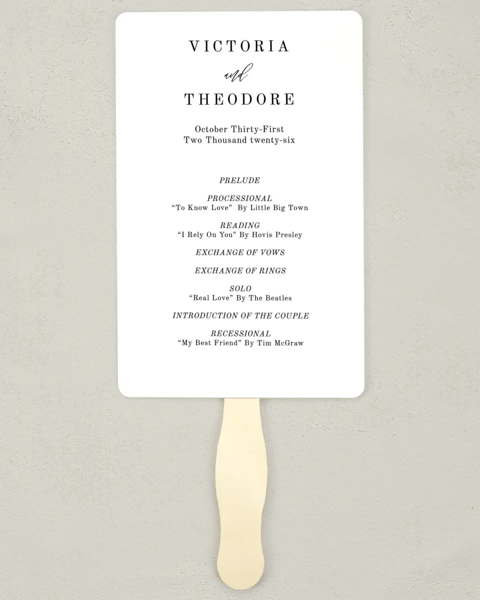 This is a 5" x 7⅞" Wedding Program Fan called Shield of Love printed in full color on Premium Smooth paper