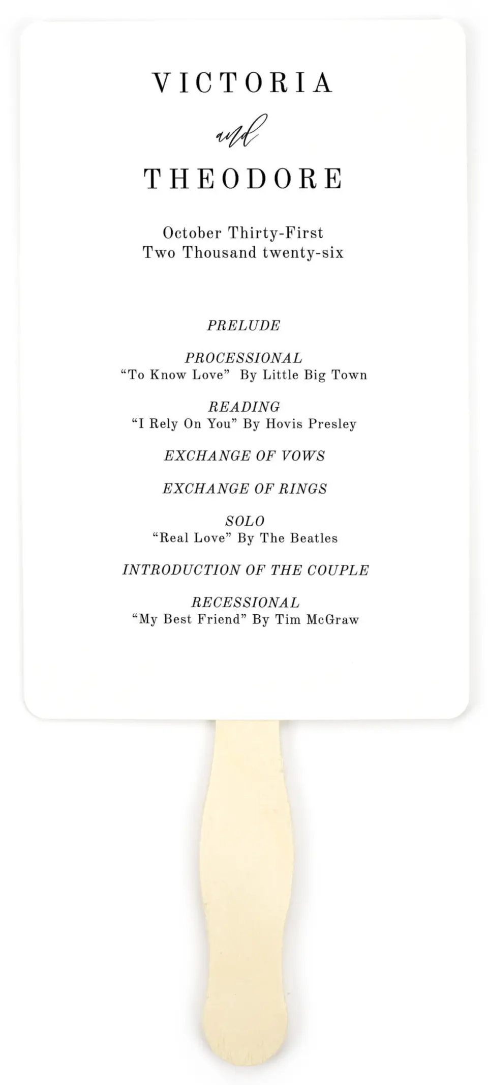 This is a 5" x 7⅞" Wedding Program Fan called Shield of Love printed in full color on Premium Smooth paper