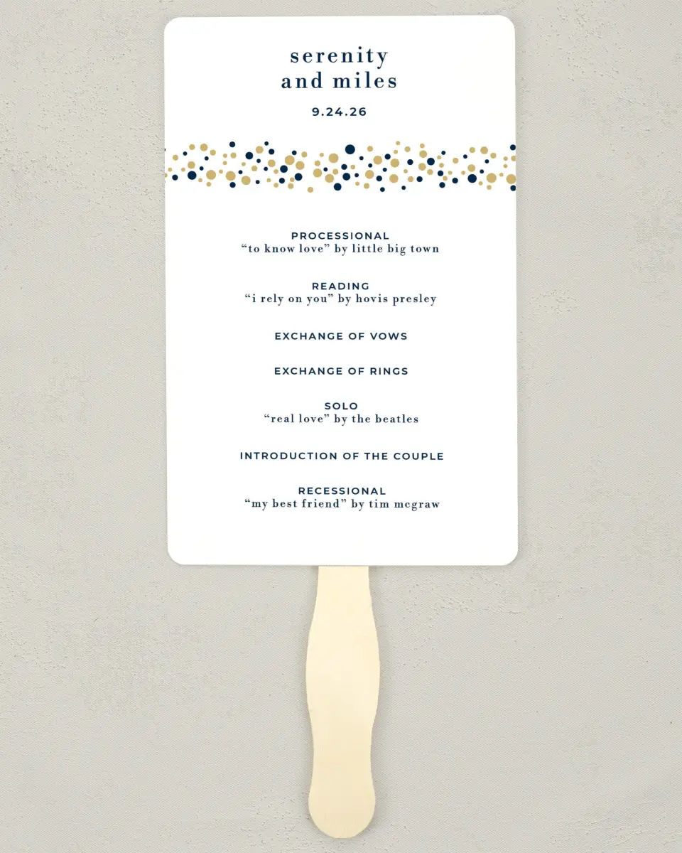 This is a 5" x 7⅞" Wedding Program Fan called Modern Countdown printed in full color on Premium Smooth paper