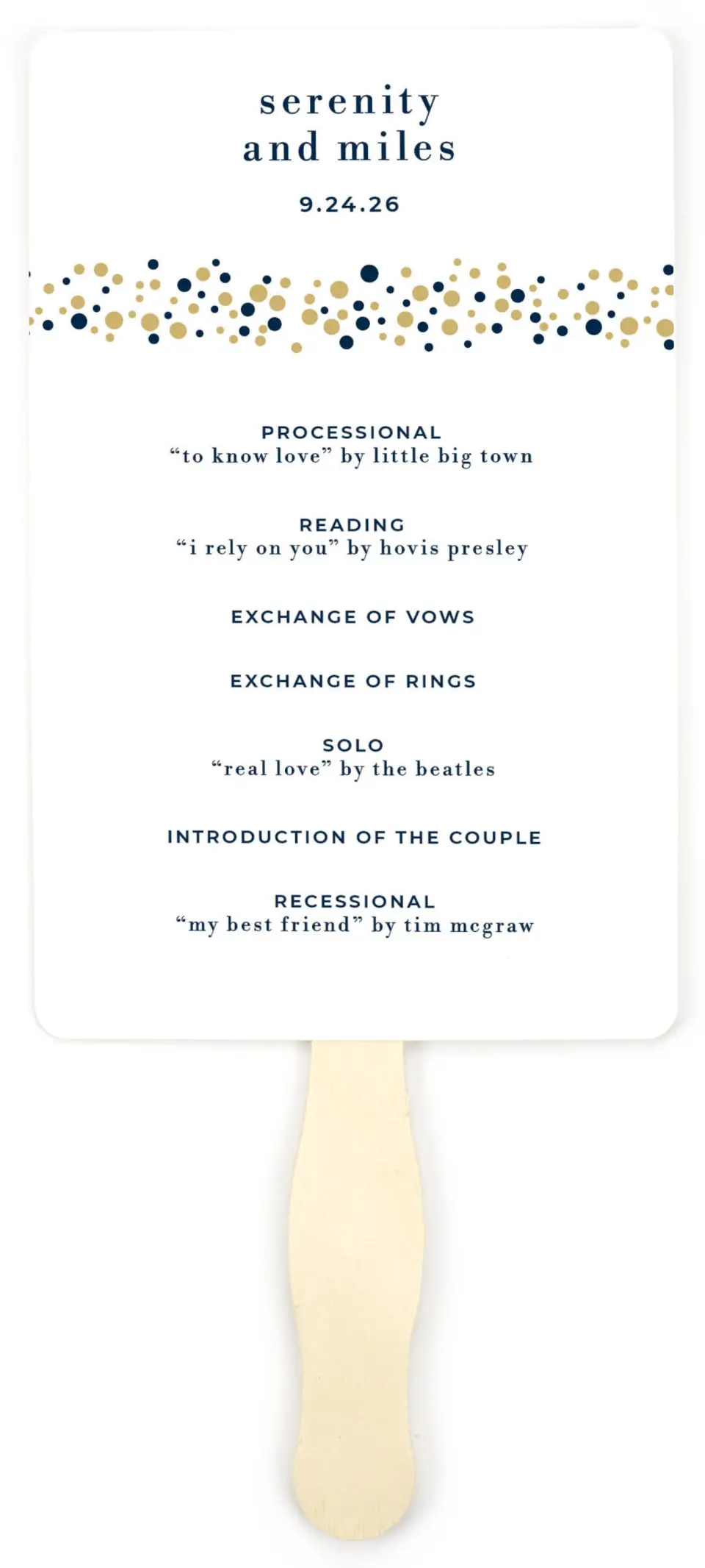 This is a 5" x 7⅞" Wedding Program Fan called Modern Countdown printed in full color on Premium Smooth paper