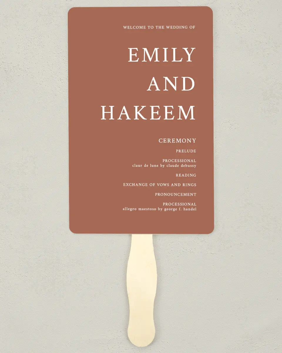 This is a 5" x 7⅞" Wedding Program Fan called Timeless Truth printed in full color on Premium Smooth paper