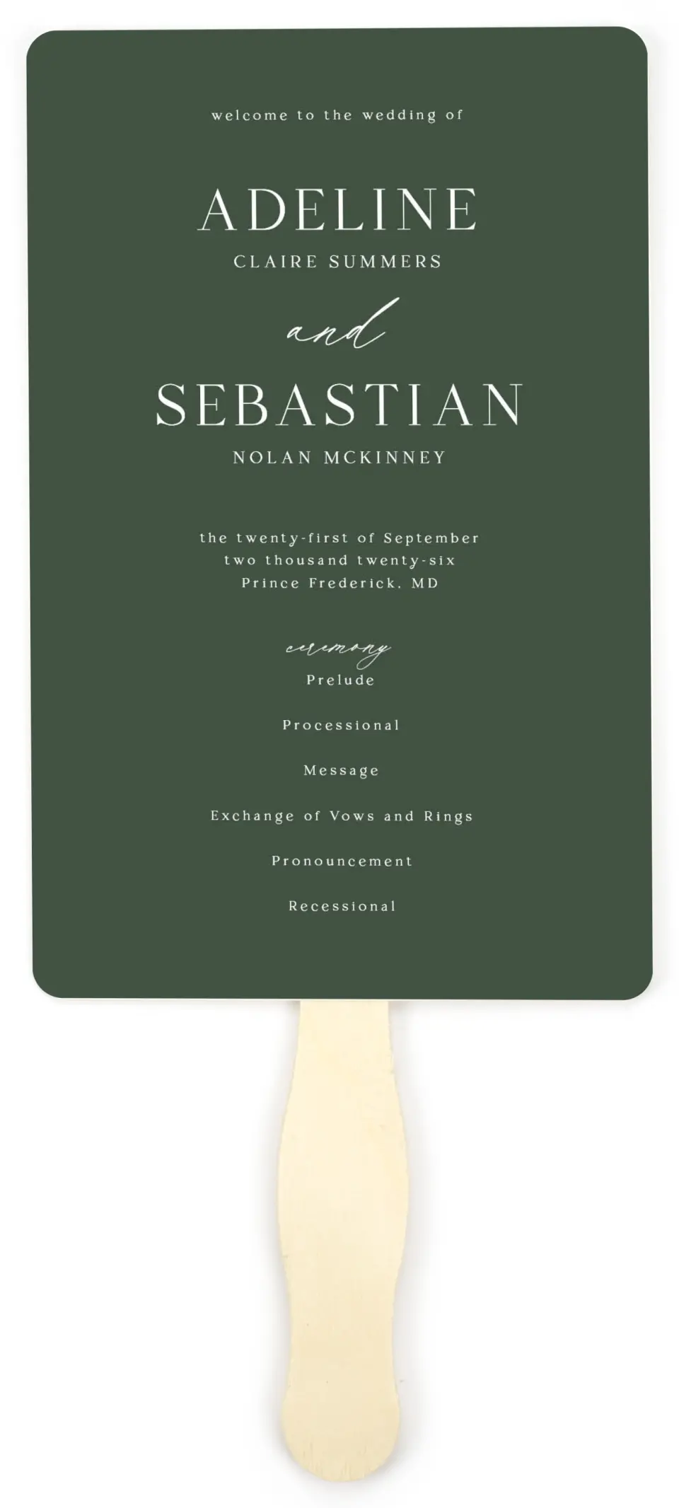 This is a 5" x 7⅞" Wedding Program Fan called True Tradition printed in full color on Premium Smooth paper
