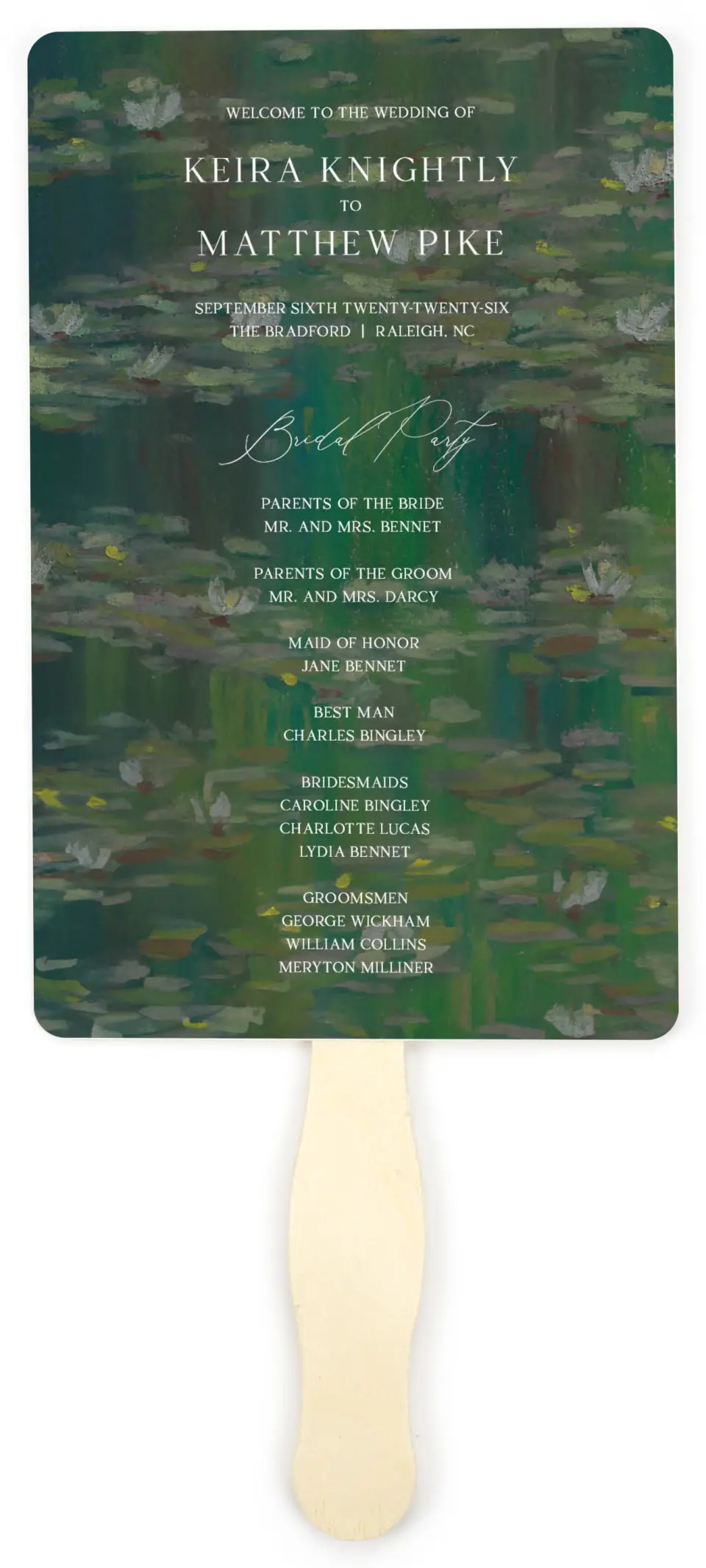This is a 5" x 7⅞" Wedding Program Fan called Bridge To Love printed in full color on Premium Smooth paper