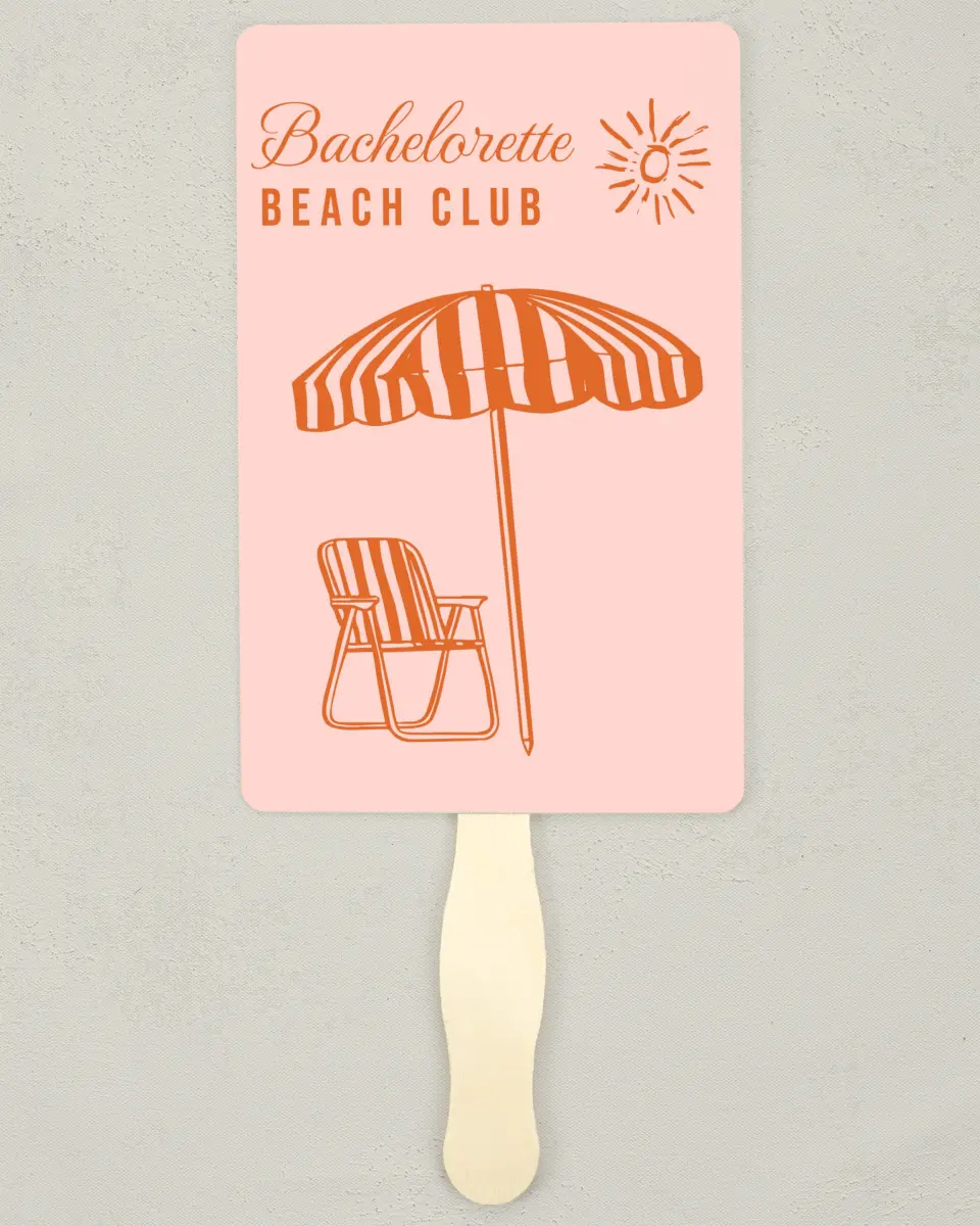 This is a 5" x 7⅞" Bachelorette Party Thank You Card called Bach Beach Club printed in full color on Premium Smooth paper