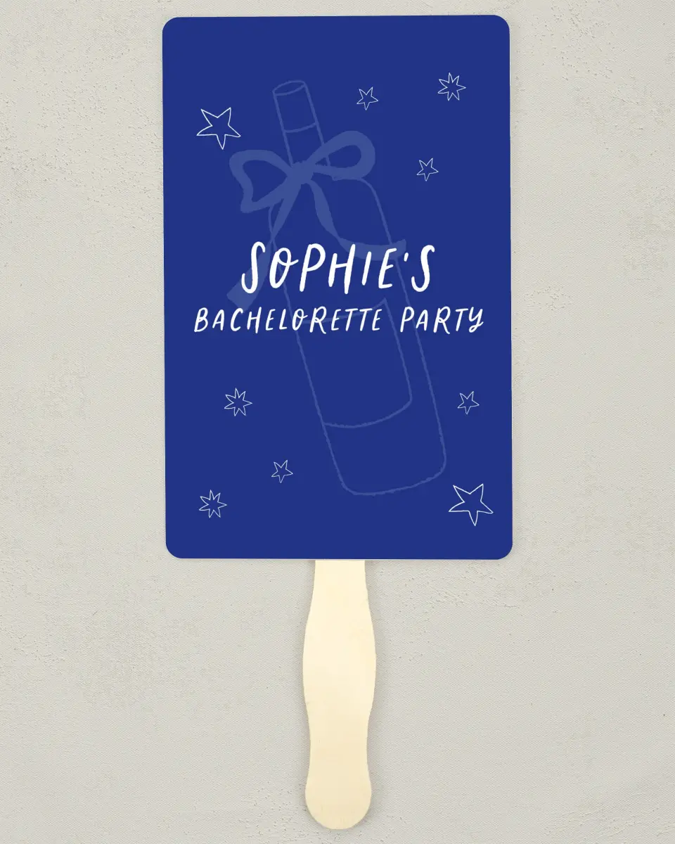 This is a 5" x 7⅞" Bachelorette Party Thank You Card called Wine & Boards printed in full color on Premium Smooth paper