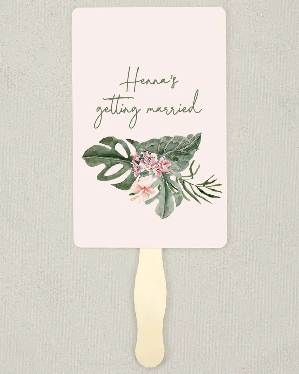This is a 5" x 7⅞" Bachelorette Party Thank You Card called Idyllic Island printed in full color on Premium Smooth paper