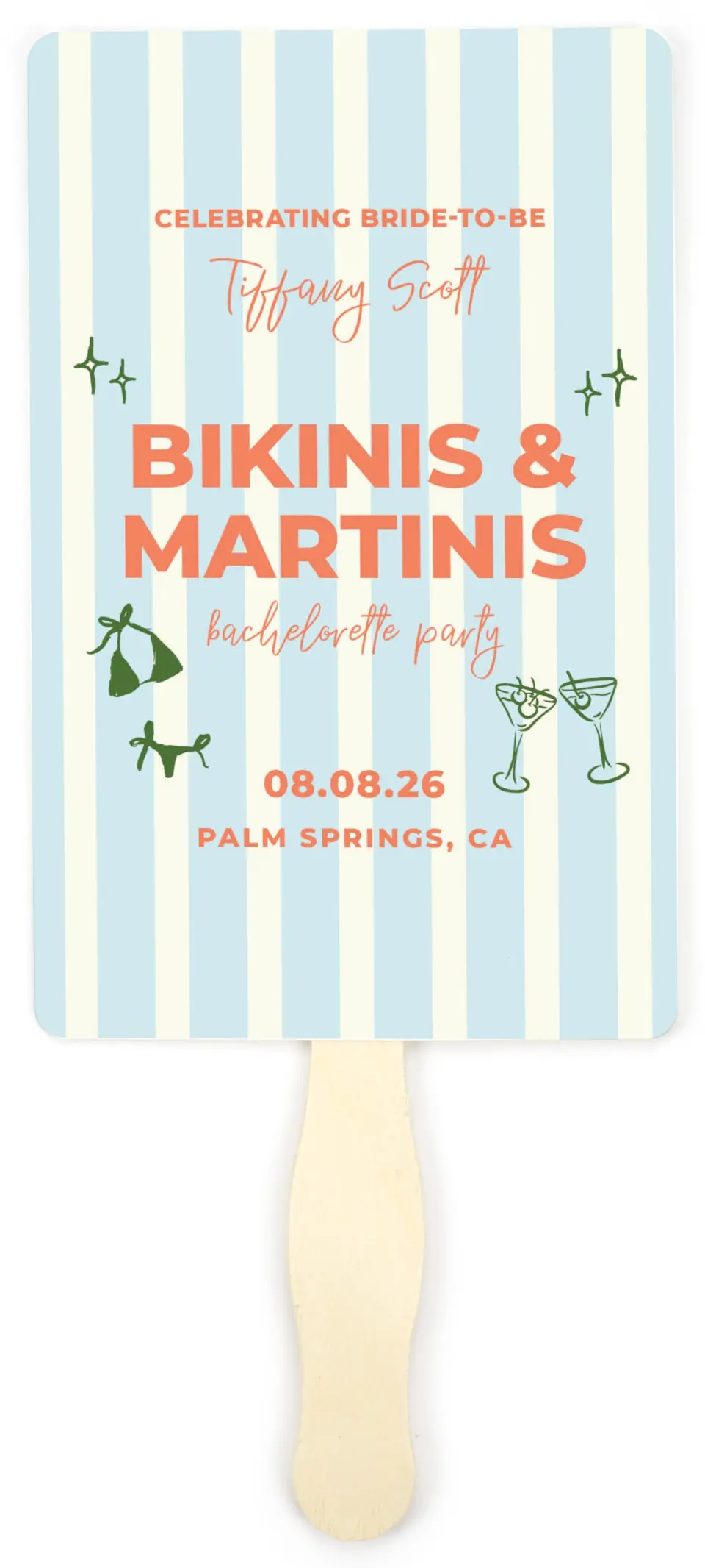 This is a 5" x 7⅞" Bachelorette Party Thank You Card called Bikinis & Martinis printed in full color on Premium Smooth paper