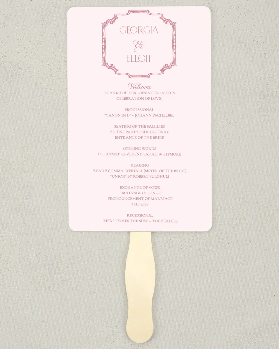 This is a 5" x 7⅞" Wedding Program Fan called Nantucket printed in full color on Premium Smooth paper