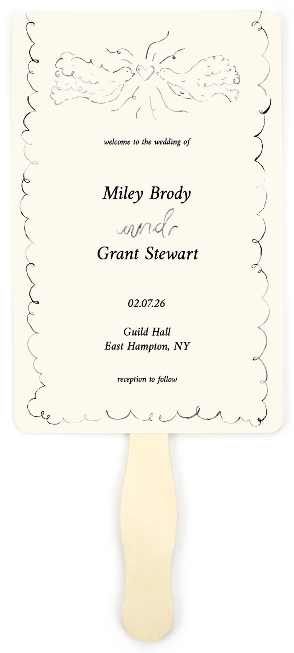 This is a 5" x 7⅞" Wedding Program Fan called Mi Amor printed in full color on Premium Smooth paper