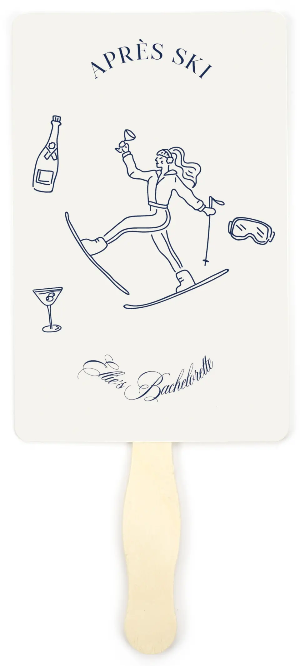 This is a 5" x 7⅞" Bachelorette Party Thank You Card called Aprés Ski printed in full color on Premium Smooth paper