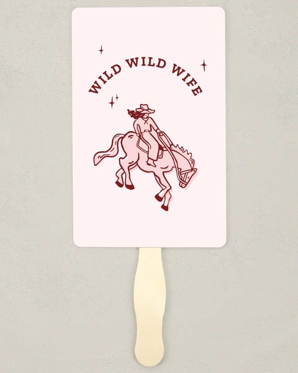 This is a 5" x 7⅞" Bachelorette Party Thank You Card called Wild Wild Wife printed in full color on Premium Smooth paper
