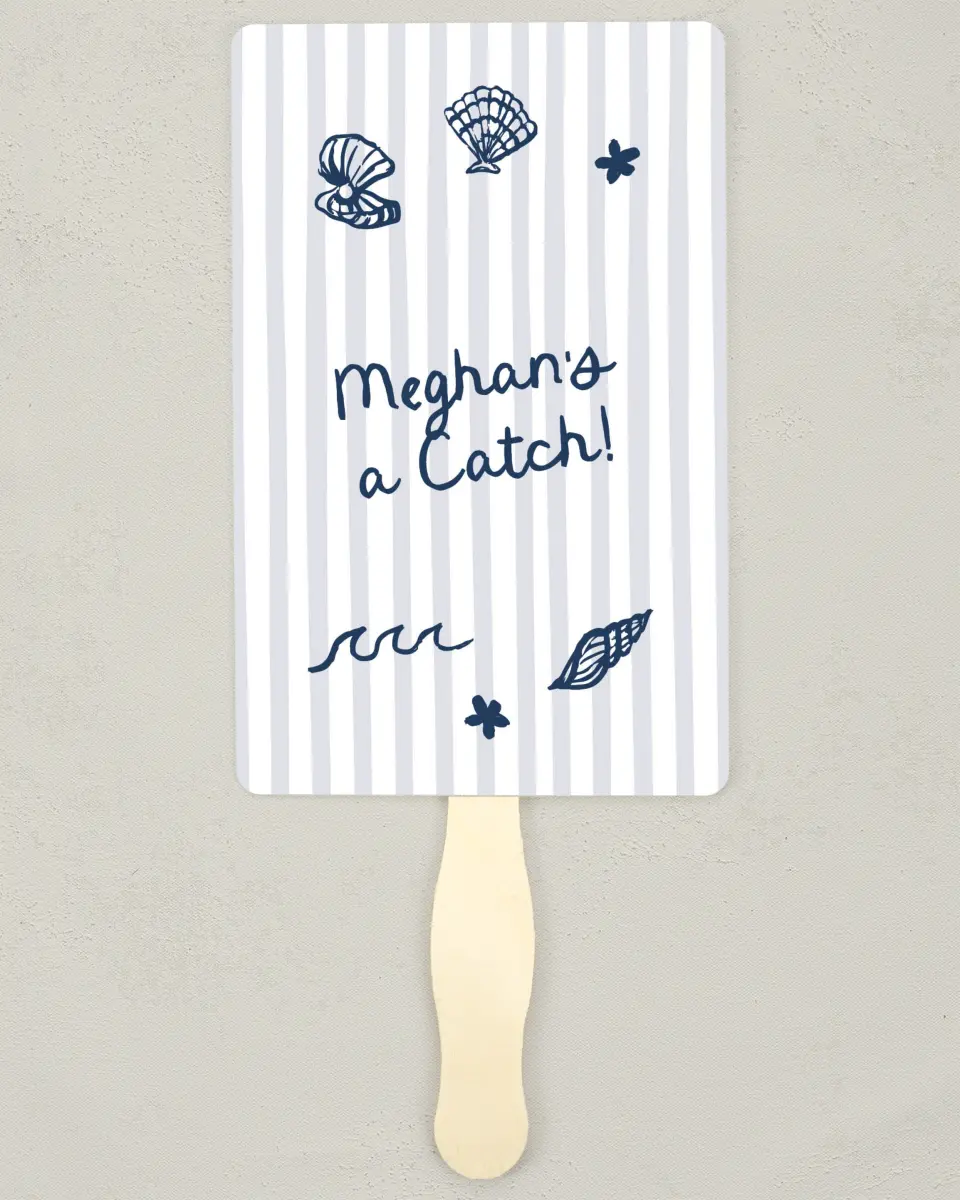 This is a 5" x 7⅞" Bachelorette Party Thank You Card called She's a Catch printed in full color on Premium Smooth paper