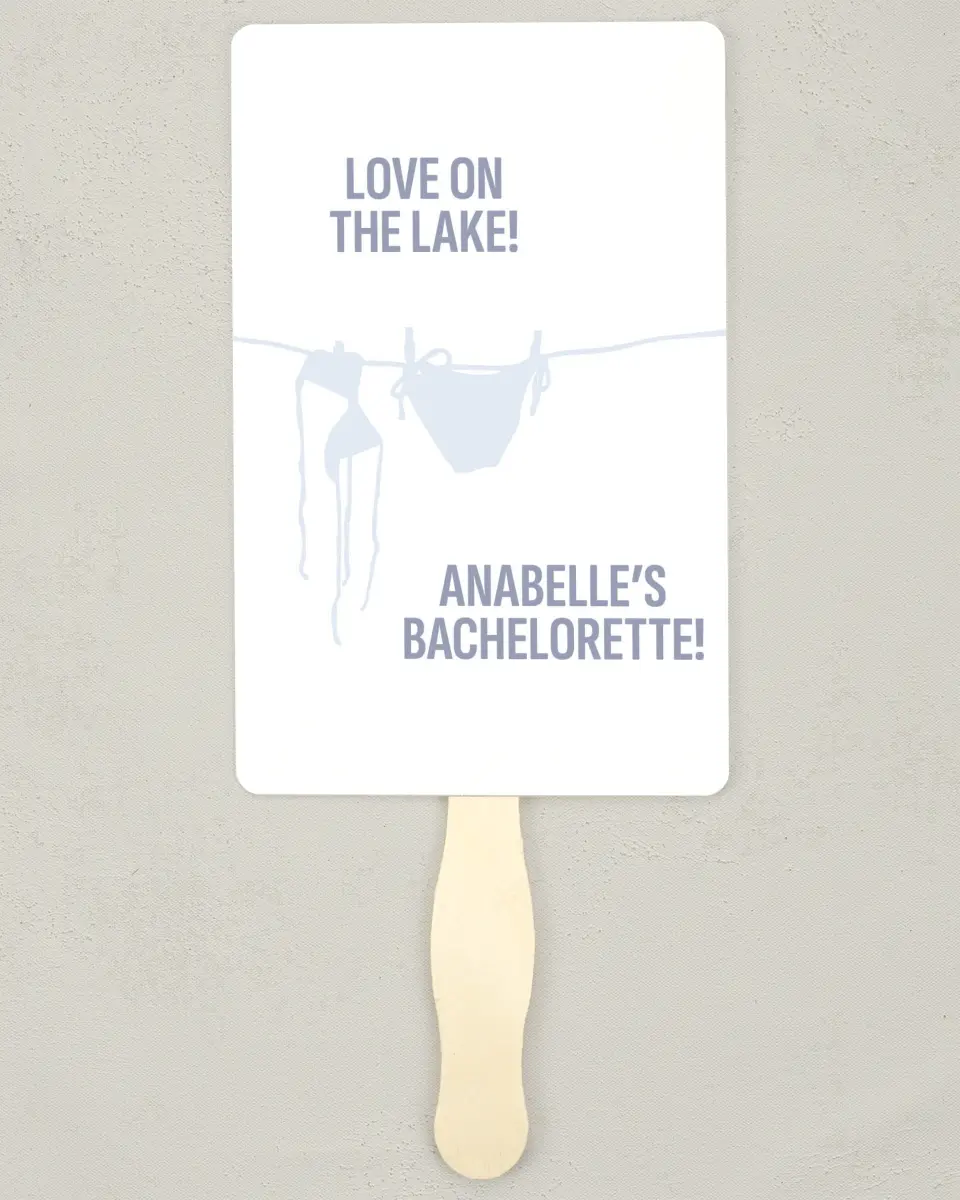 This is a 5" x 7⅞" Bachelorette Party Thank You Card called Love on the Lake printed in full color on Premium Smooth paper