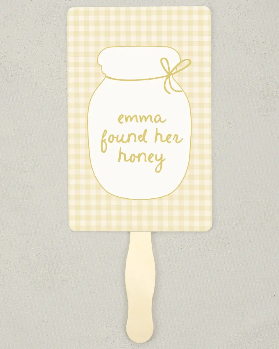 This is a 5" x 7⅞" Bachelorette Party Thank You Card called She Found her Honey printed in full color on Premium Smooth paper