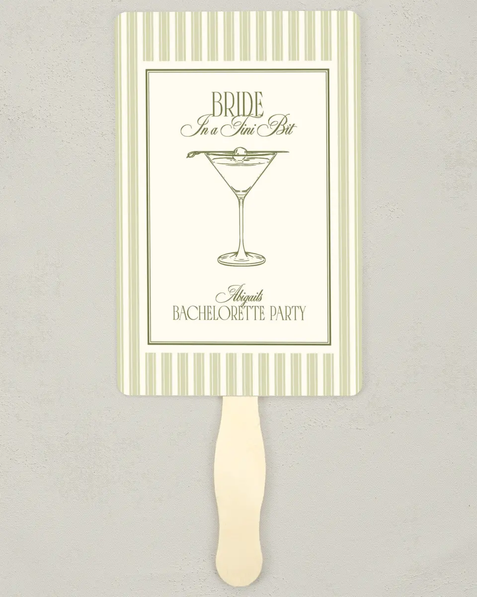 This is a 5" x 7⅞" Bachelorette Party Thank You Card called In a Tini Bit printed in full color on Premium Smooth paper