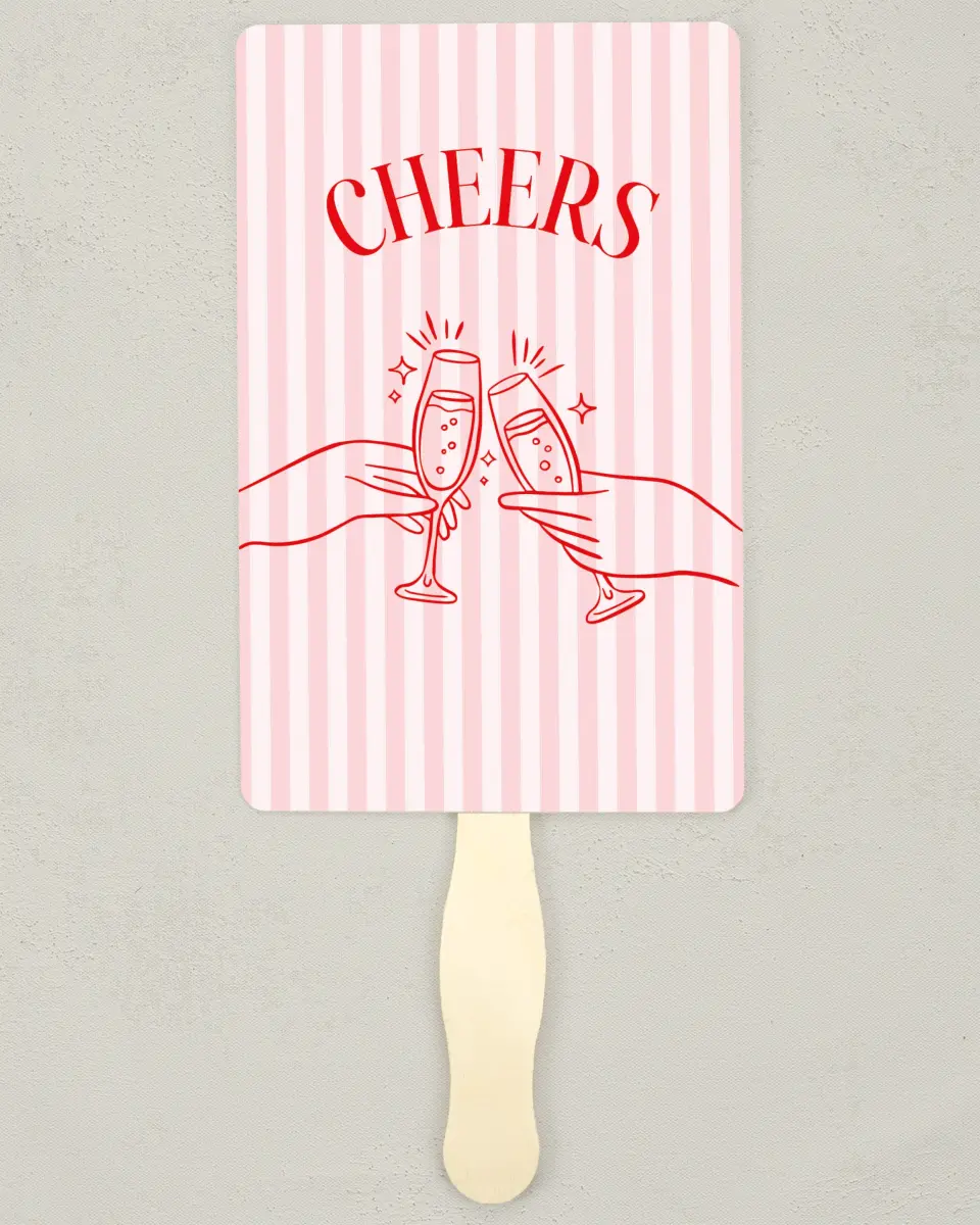 This is a 5" x 7⅞" Bachelorette Party Thank You Card called PJs & Prosecco printed in full color on Premium Smooth paper