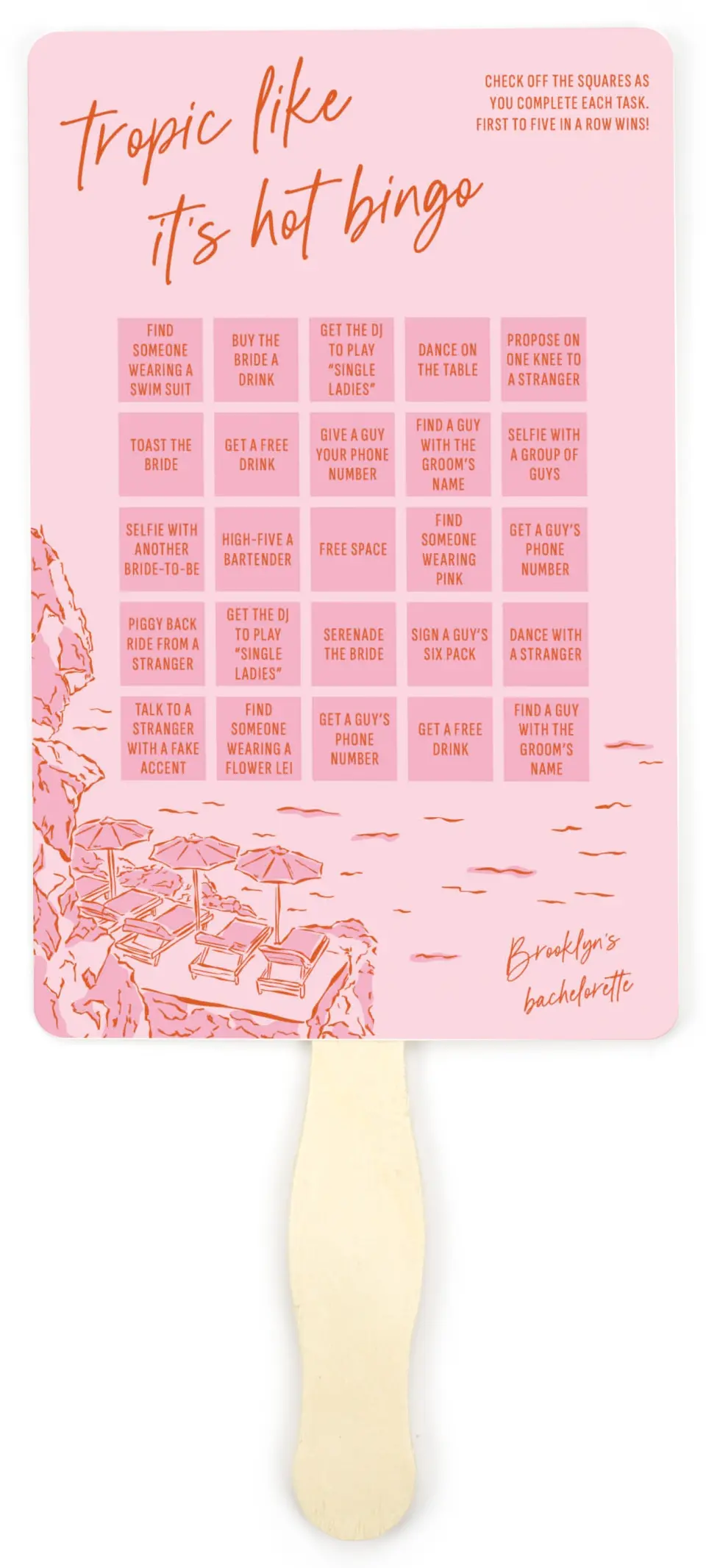 This is a 5" x 7⅞" Bachelorette Party Thank You Card called Tropic Like It's Hot printed in full color on Premium Smooth paper