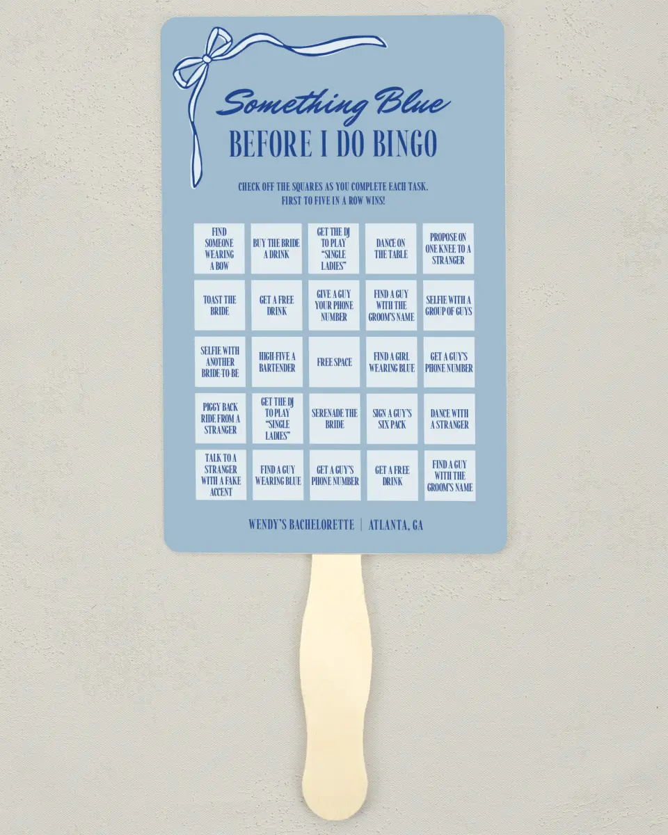 This is a 5" x 7⅞" Bachelorette Party Thank You Card called Something Blue Before I Do printed in full color on Premium Smooth paper