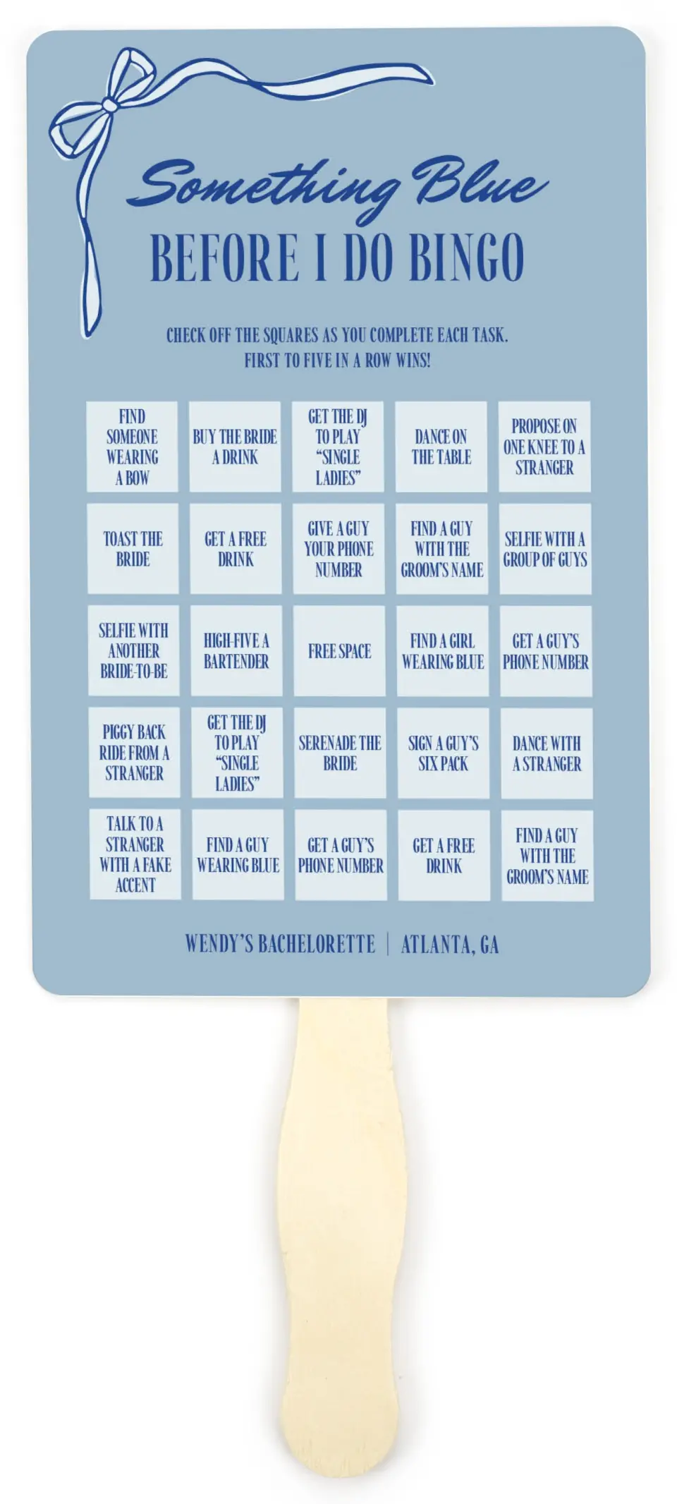 This is a 5" x 7⅞" Bachelorette Party Thank You Card called Something Blue Before I Do printed in full color on Premium Smooth paper