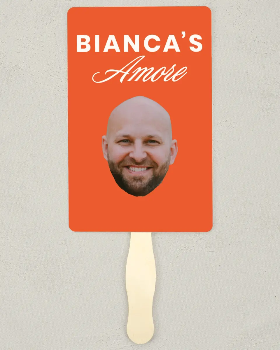 This is a 5" x 7⅞" Bachelorette Party Thank You Card called Last Slice of Single Life printed in full color with Gold foil on Luxe Satin (coated) paper