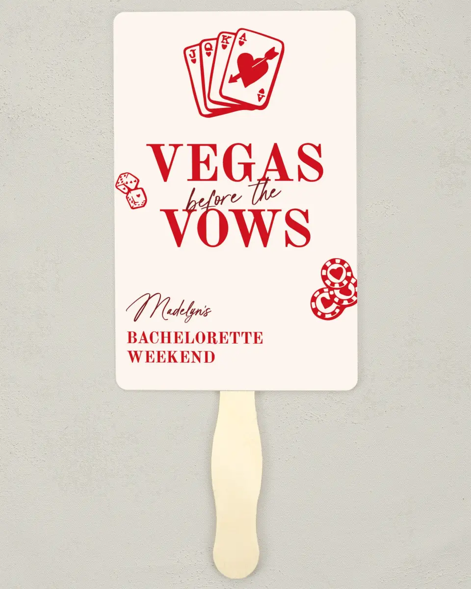 This is a 5" x 7⅞" Bachelorette Party Thank You Card called Vegas Before the Vows printed in full color on Premium Smooth paper