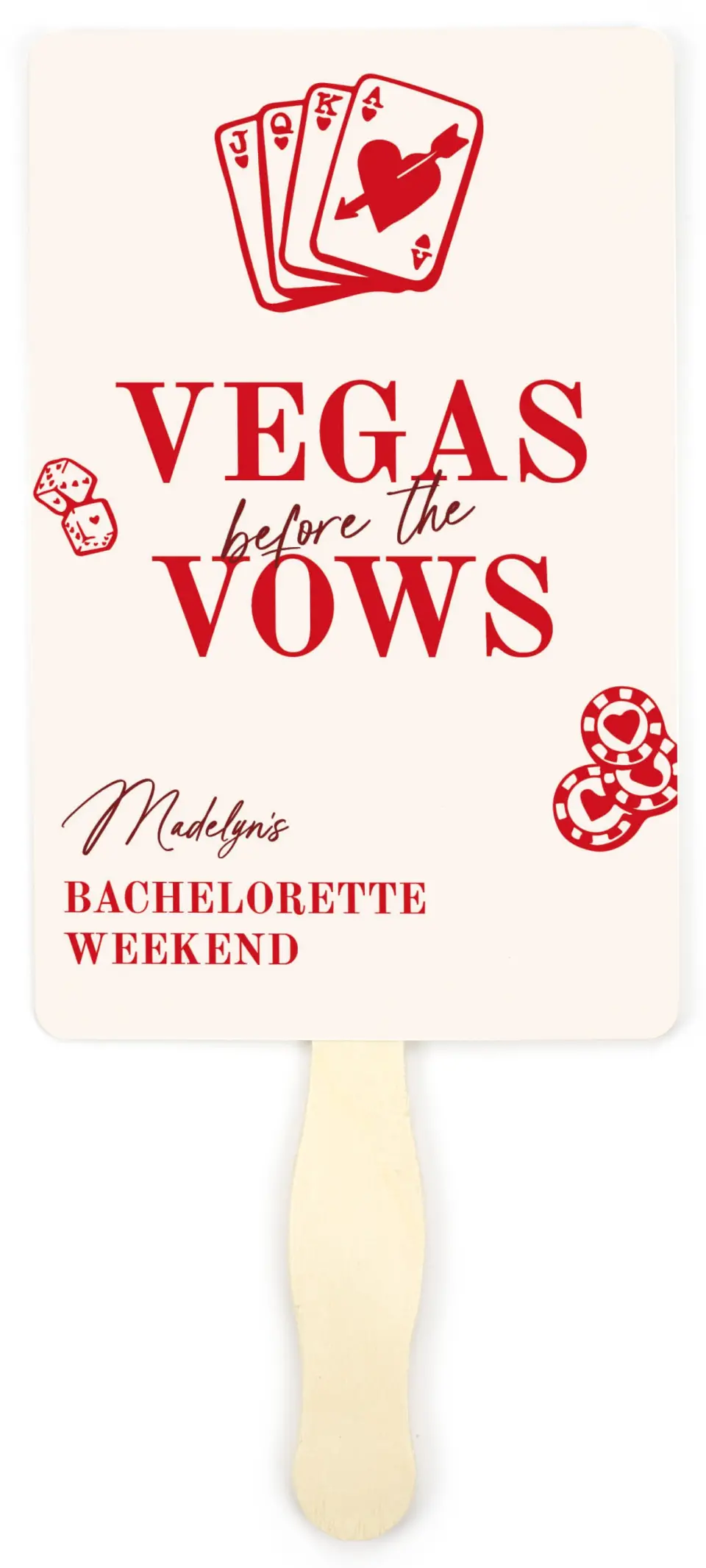 This is a 5" x 7⅞" Bachelorette Party Thank You Card called Vegas Before the Vows printed in full color on Premium Smooth paper