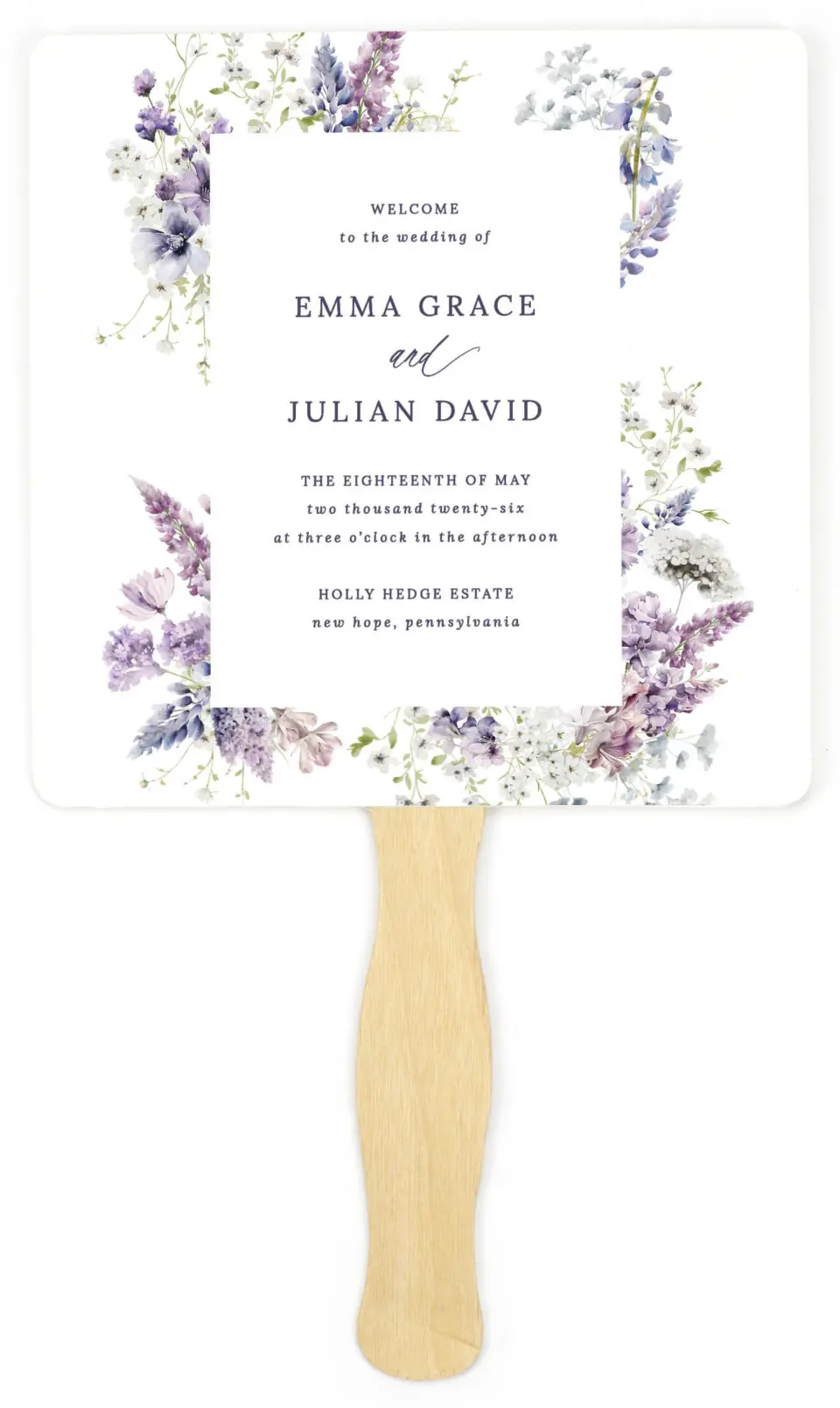 This is a 6¼" x 6¼" Wedding Program Fan called Euphoric Frame printed in full color on Premium Smooth paper