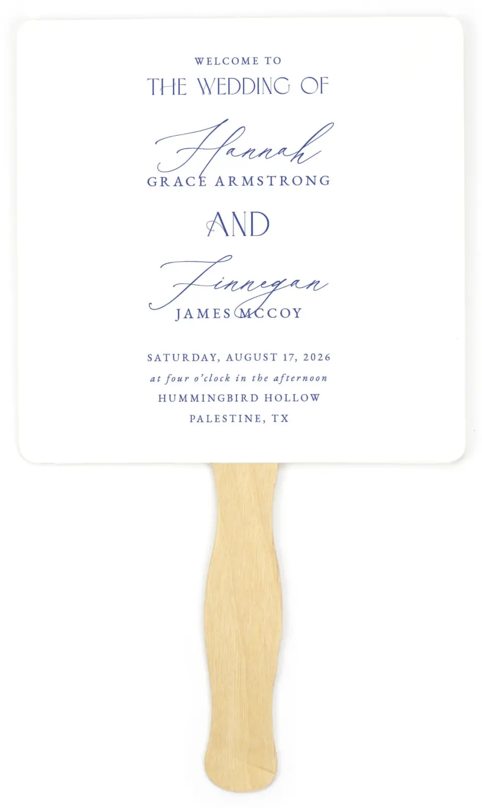 This is a 6¼" x 6¼" Wedding Program Fan called Modern Chinoiserie printed in full color on Premium Smooth paper