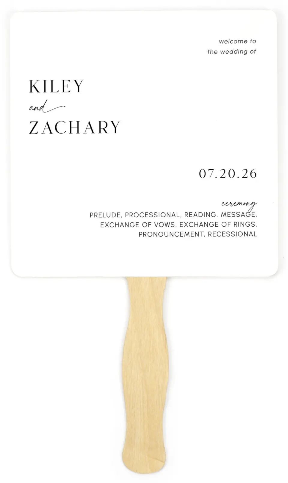 This is a 6¼" x 6¼" Wedding Program Fan called Picturesque printed in full color on Premium Smooth paper