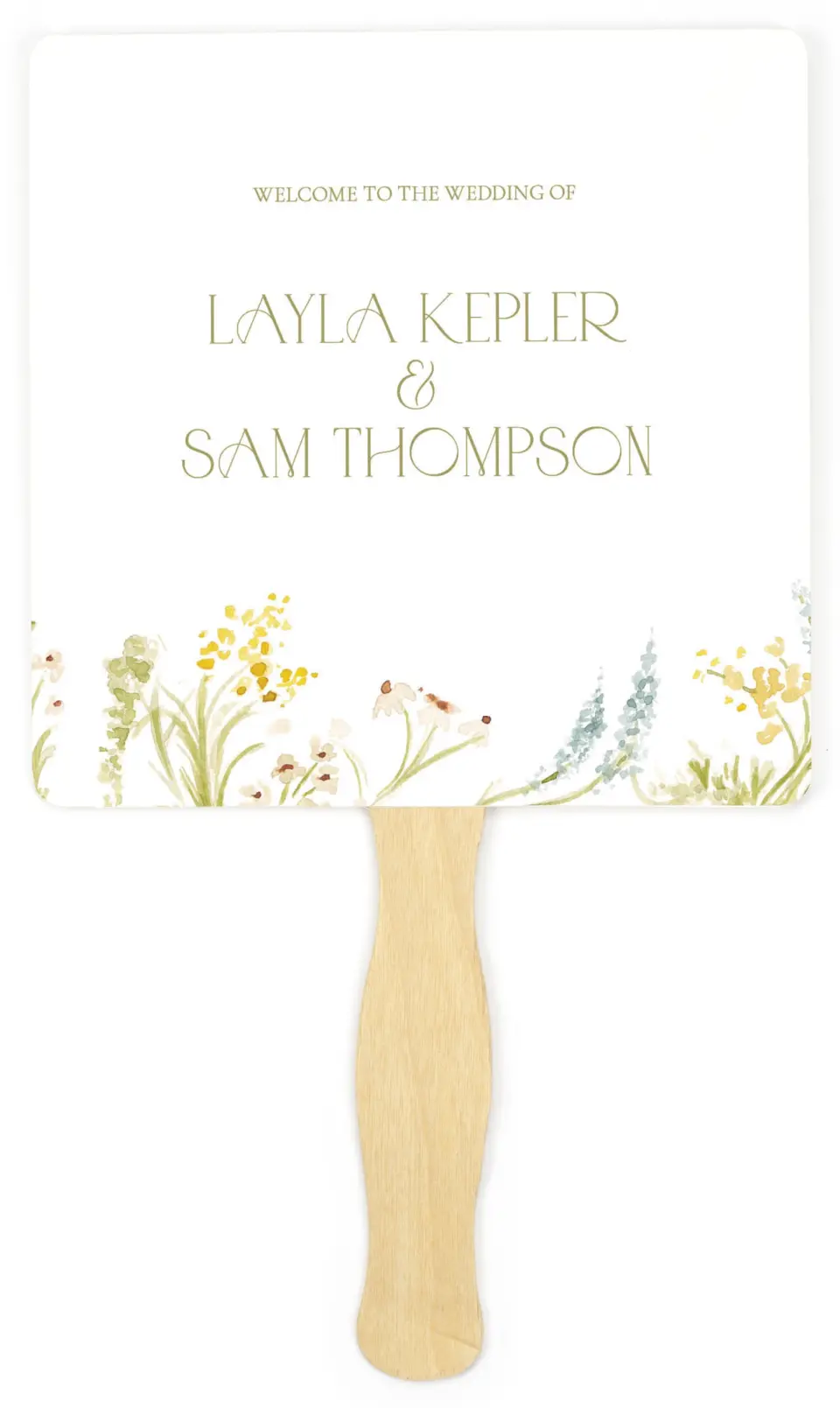 This is a 6¼" x 6¼" Wedding Program Fan called Forever in Bloom printed in full color on Premium Smooth paper
