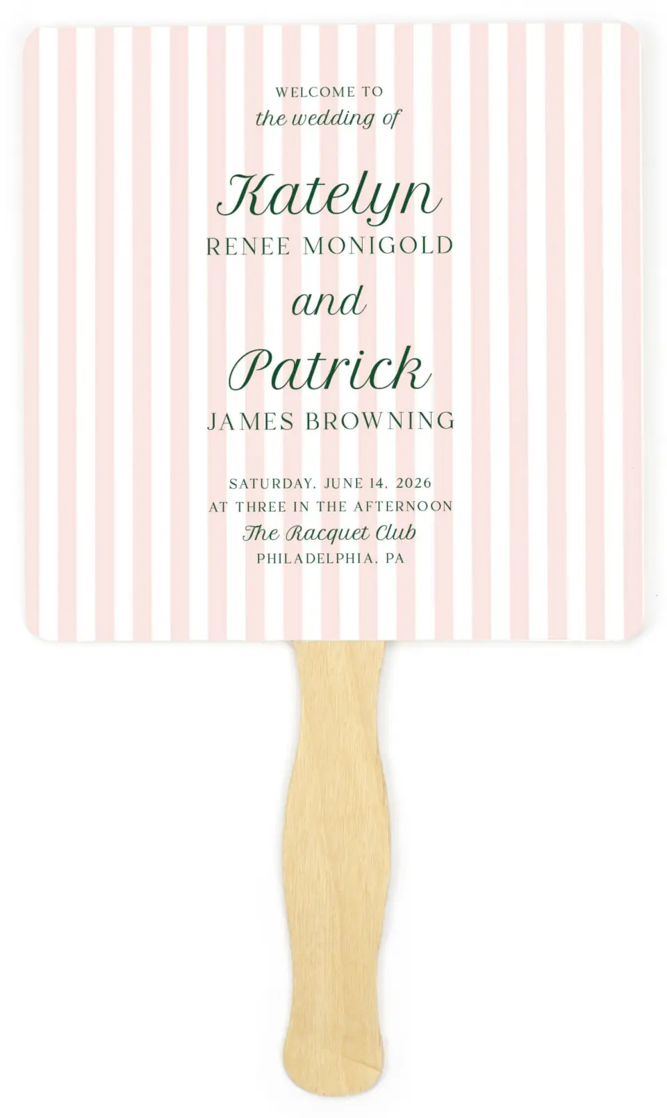 This is a 6¼" x 6¼" Wedding Program Fan called A Perfect Match printed in full color on Premium Smooth paper