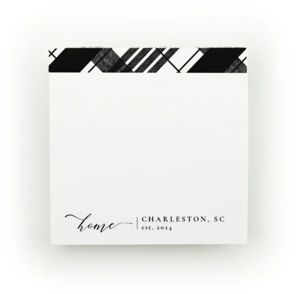 This is a 3" x 3" Post-it Note called Home Checked printed in full color