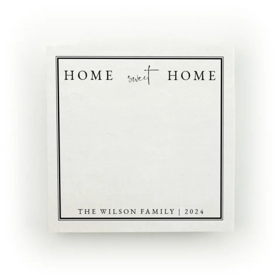 This is a 3" x 3" Post-it Note called Home Comfort printed in full color