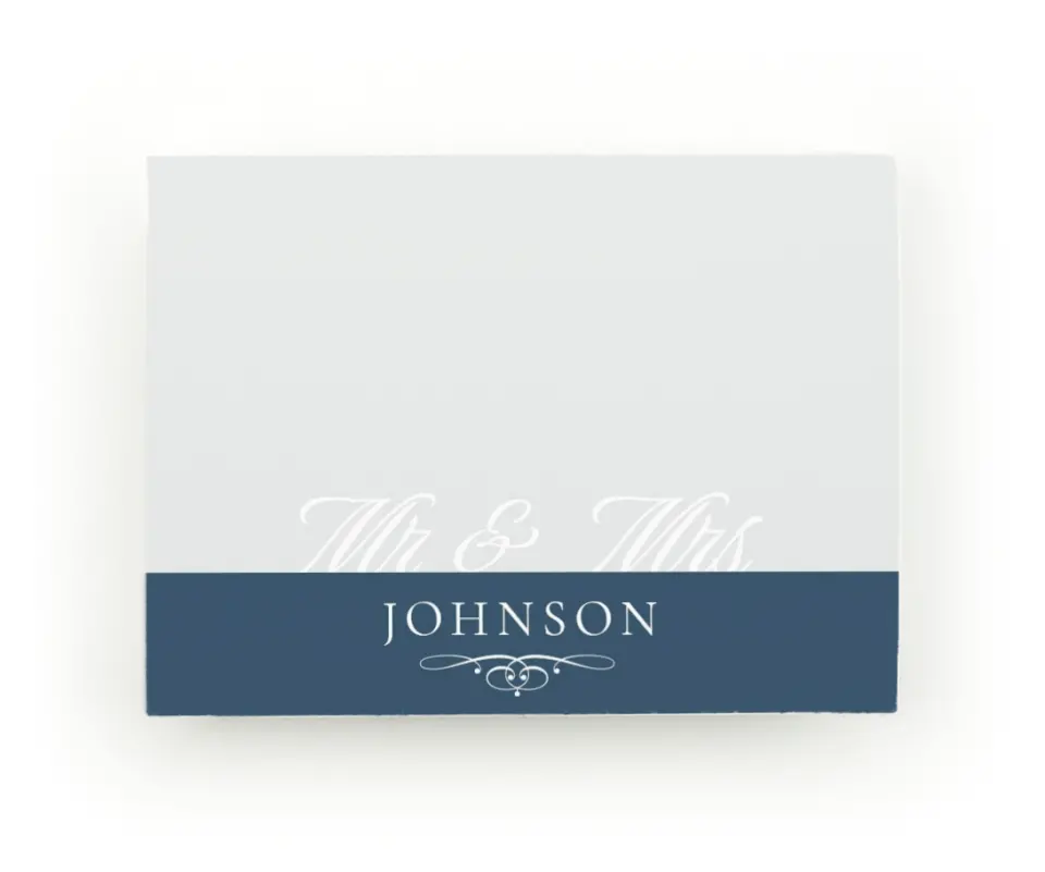 This is a 4" x 3" Post-it Note called Marvelous Mr. & Mrs. printed in full color
