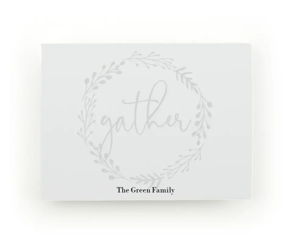 This is a 4" x 3" Post-it Note called We Gather printed in full color
