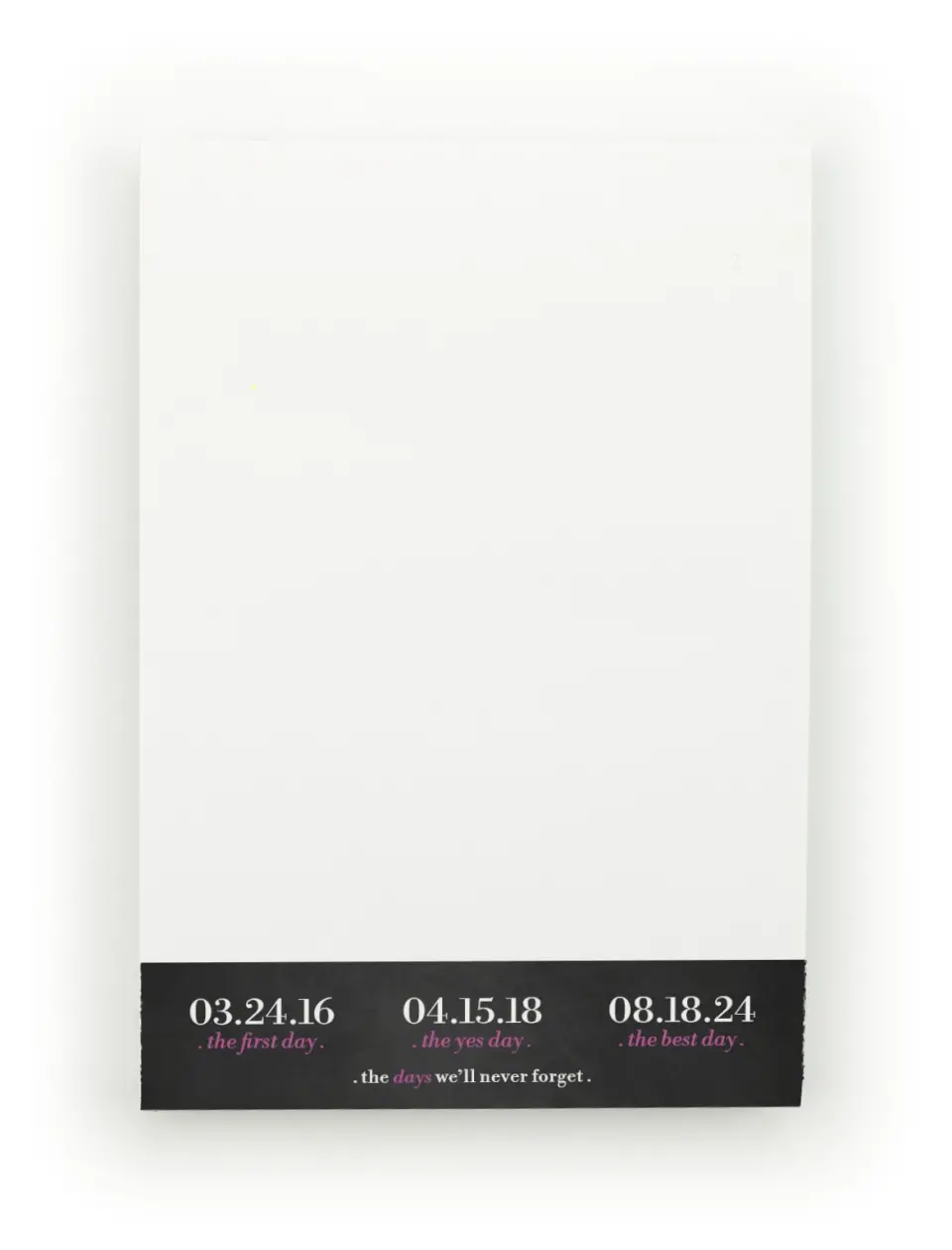 This is a 4" x 6" Post-it Note called Days We'll Never Forget printed in full color