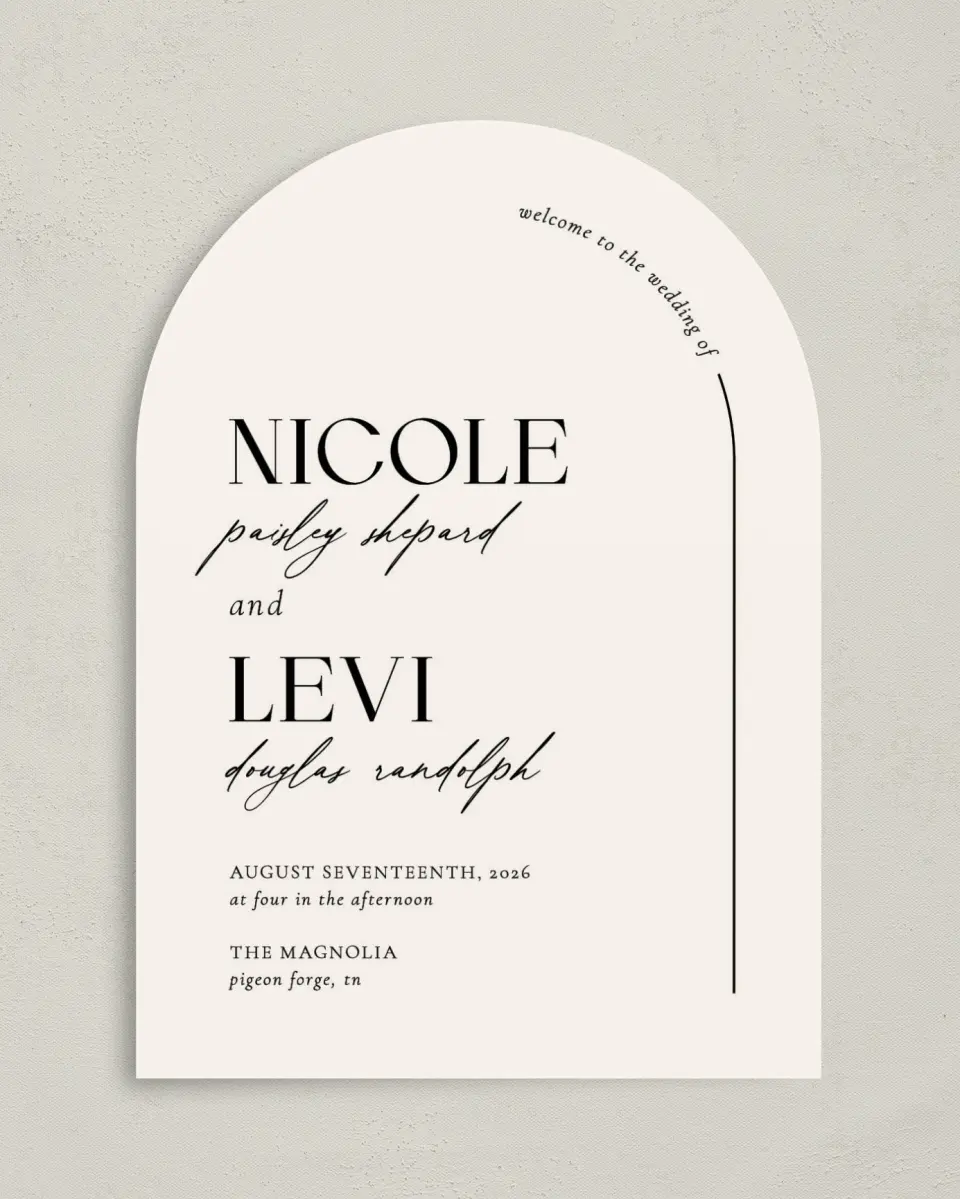This is a 5" x 7" Arch Wedding Program called The Nicole printed in full color on Premium Smooth paper