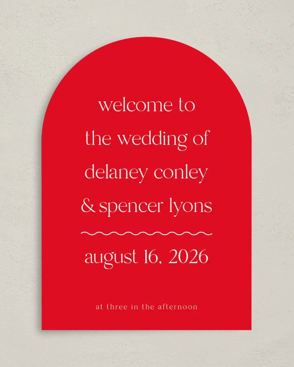 This is a 5" x 7" Arch Wedding Program called The Delaney printed in full color on Premium Smooth paper