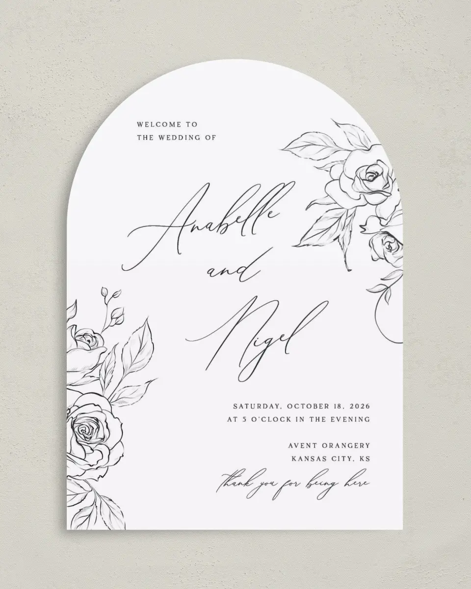 This is a 5" x 7" Arch Wedding Program called The Anabelle printed in full color on Premium Smooth paper