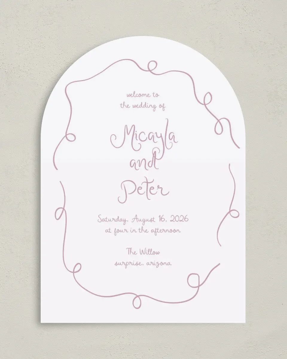 This is a 5" x 7" Arch Wedding Program called The Micayla printed in full color on Premium Smooth paper