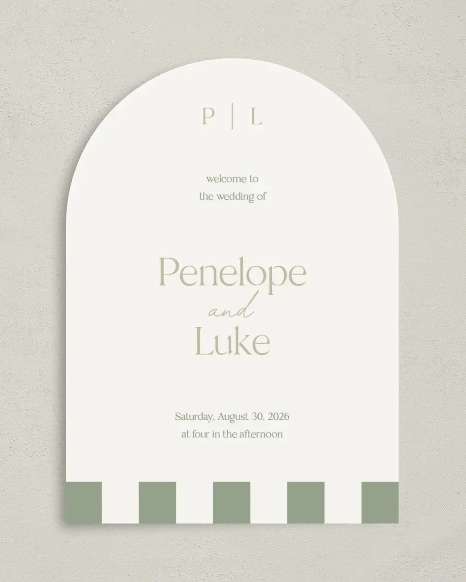 This is a 5" x 7" Arch Wedding Program called The Penelope printed in full color on Premium Smooth paper