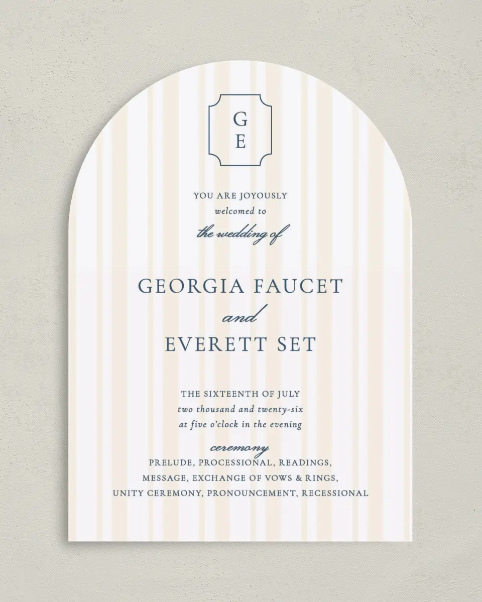 This is a 5" x 7" Arch Wedding Program called The Georgia printed in full color on Premium Smooth paper