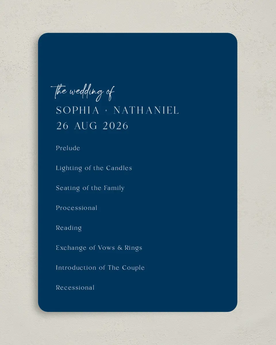 This is a 5" x 7" Wavy Wedding Program called The Sophia printed in full color on Premium Smooth paper